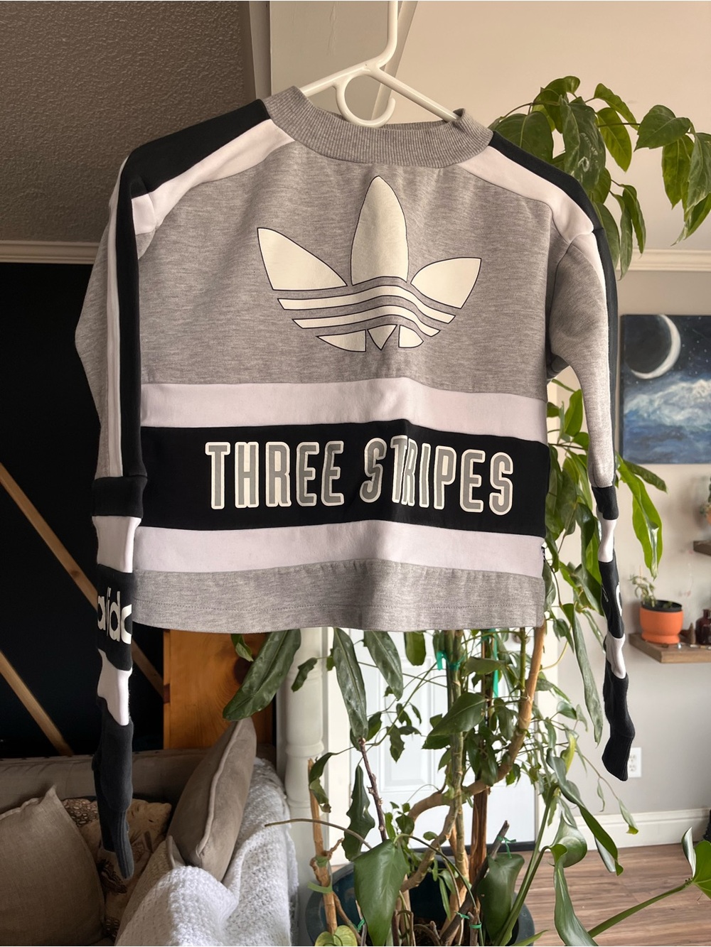 adidas Grey Crewneck Sweatshirt with White Accents